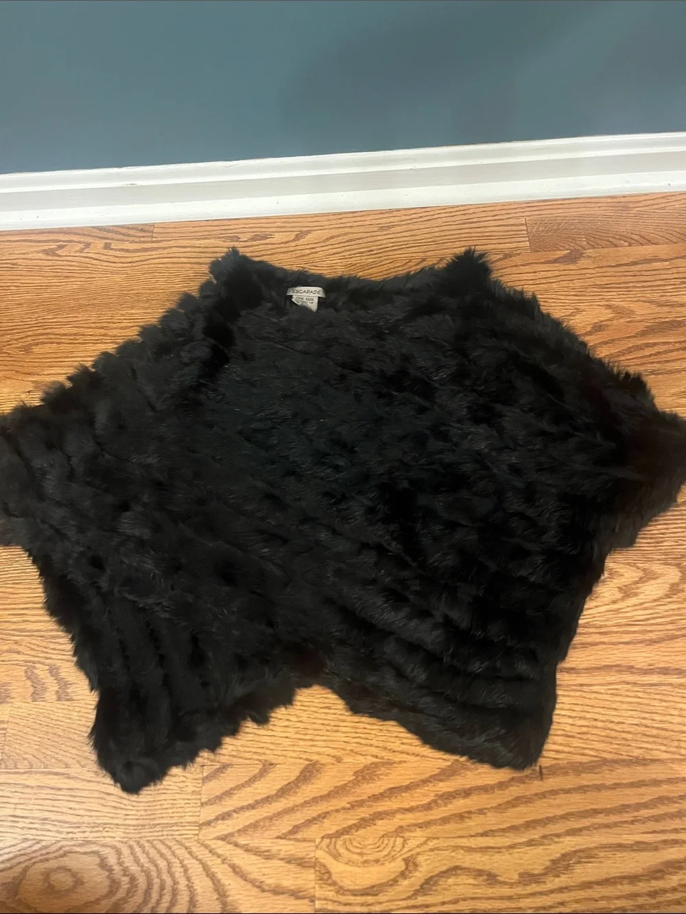 Black Genuine Rabbit Fur Poncho